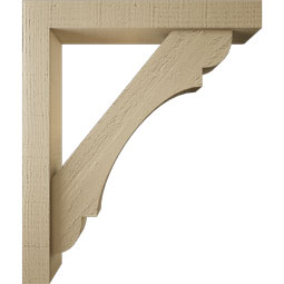 Ekena Millwork - BKTUR0352X22X26OLY05RCPR - Timberthane Faux Wood Olympic Style Bracket w/ Offset Brace, Block Ends, 3 1/2"W x 22"D x 26"H, Primed Tan