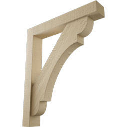 Ekena Millwork - BKTUR0352X22X26OLY05RCPR - Timberthane Faux Wood Olympic Style Bracket w/ Offset Brace, Block Ends, 3 1/2"W x 22"D x 26"H, Primed Tan