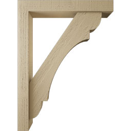 Ekena Millwork - BKTUR0352X22X30OLY05RCPR - Timberthane Faux Wood Olympic Style Bracket w/ Offset Brace, Block Ends, 3 1/2"W x 22"D x 30"H, Primed Tan