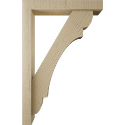 Ekena Millwork - BKTUR0352X22X34OLY05RCPR - Timberthane Faux Wood Olympic Style Bracket w/ Offset Brace, Block Ends, 3 1/2"W x 22"D x 34"H, Primed Tan