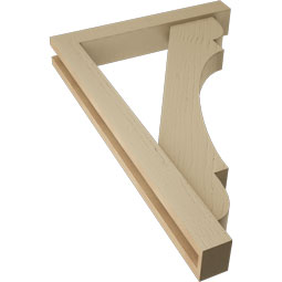 Ekena Millwork - BKTUR0352X22X34OLY05RCPR - Timberthane Faux Wood Olympic Style Bracket w/ Offset Brace, Block Ends, 3 1/2"W x 22"D x 34"H, Primed Tan