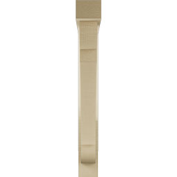 Ekena Millwork - BKTUR0352X24X28OLY05RCPR - Timberthane Faux Wood Olympic Style Bracket w/ Offset Brace, Block Ends, 3 1/2"W x 24"D x 28"H, Primed Tan