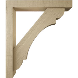 Ekena Millwork - BKTUR0352X24X28OLY05RCPR - Timberthane Faux Wood Olympic Style Bracket w/ Offset Brace, Block Ends, 3 1/2"W x 24"D x 28"H, Primed Tan