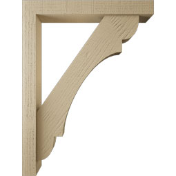 Ekena Millwork - BKTUR0352X24X32OLY05RCPR - Timberthane Faux Wood Olympic Style Bracket w/ Offset Brace, Block Ends, 3 1/2"W x 24"D x 32"H, Primed Tan