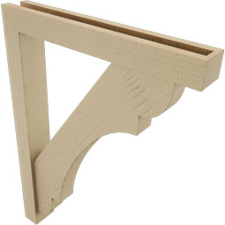 Ekena Millwork - BKTUR0352X24X32OLY05RCPR - Timberthane Faux Wood Olympic Style Bracket w/ Offset Brace, Block Ends, 3 1/2"W x 24"D x 32"H, Primed Tan