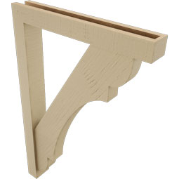 Ekena Millwork - BKTUR0352X24X36OLY05RCPR - Timberthane Faux Wood Olympic Style Bracket w/ Offset Brace, Block Ends, 3 1/2"W x 24"D x 36"H, Primed Tan