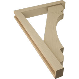 Ekena Millwork - BKTUR0352X24X36OLY05RCPR - Timberthane Faux Wood Olympic Style Bracket w/ Offset Brace, Block Ends, 3 1/2"W x 24"D x 36"H, Primed Tan