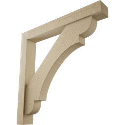Ekena Millwork - BKTUR0352X26X26OLY05RCPR - Timberthane Faux Wood Olympic Style Bracket w/ Offset Brace, Block Ends, 3 1/2"W x 26"D x 26"H, Primed Tan