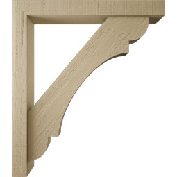 Ekena Millwork - BKTUR0352X26X30OLY05RCPR - Timberthane Faux Wood Olympic Style Bracket w/ Offset Brace, Block Ends, 3 1/2"W x 26"D x 30"H, Primed Tan