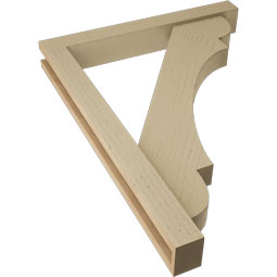 Ekena Millwork - BKTUR0352X26X34OLY05RCPR - Timberthane Faux Wood Olympic Style Bracket w/ Offset Brace, Block Ends, 3 1/2"W x 26"D x 34"H, Primed Tan