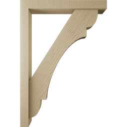 Ekena Millwork - BKTUR0352X26X38OLY05RCPR - Timberthane Faux Wood Olympic Style Bracket w/ Offset Brace, Block Ends, 3 1/2"W x 26"D x 38"H, Primed Tan