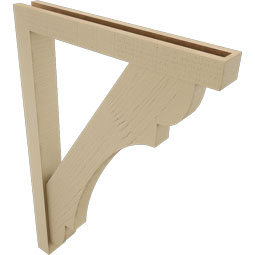 Ekena Millwork - BKTUR0352X26X38OLY05RCPR - Timberthane Faux Wood Olympic Style Bracket w/ Offset Brace, Block Ends, 3 1/2"W x 26"D x 38"H, Primed Tan
