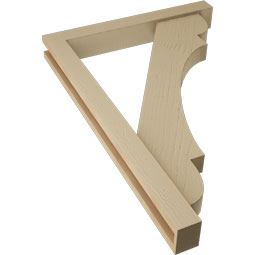 Ekena Millwork - BKTUR0352X26X38OLY05RCPR - Timberthane Faux Wood Olympic Style Bracket w/ Offset Brace, Block Ends, 3 1/2"W x 26"D x 38"H, Primed Tan