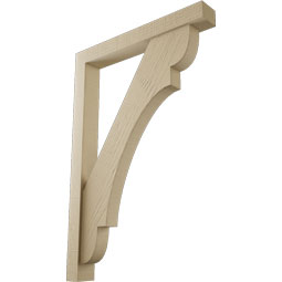Ekena Millwork - BKTUR0352X26X38OLY05RCPR - Timberthane Faux Wood Olympic Style Bracket w/ Offset Brace, Block Ends, 3 1/2"W x 26"D x 38"H, Primed Tan