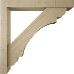 Ekena Millwork - BKTUR0352X28X28OLY05RCPR - Timberthane Faux Wood Olympic Style Bracket w/ Offset Brace, Block Ends, 3 1/2"W x 28"D x 28"H, Primed Tan