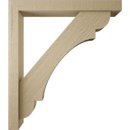 Ekena Millwork - BKTUR0352X28X32OLY05RCPR - Timberthane Faux Wood Olympic Style Bracket w/ Offset Brace, Block Ends, 3 1/2"W x 28"D x 32"H, Primed Tan