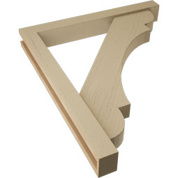 Ekena Millwork - BKTUR0352X28X32OLY05RCPR - Timberthane Faux Wood Olympic Style Bracket w/ Offset Brace, Block Ends, 3 1/2"W x 28"D x 32"H, Primed Tan