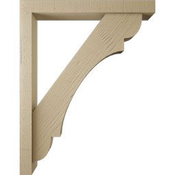 Ekena Millwork - BKTUR0352X28X36OLY05RCPR - Timberthane Faux Wood Olympic Style Bracket w/ Offset Brace, Block Ends, 3 1/2"W x 28"D x 36"H, Primed Tan