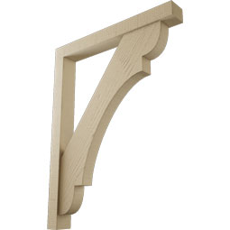 Ekena Millwork - BKTUR0352X28X36OLY05RCPR - Timberthane Faux Wood Olympic Style Bracket w/ Offset Brace, Block Ends, 3 1/2"W x 28"D x 36"H, Primed Tan