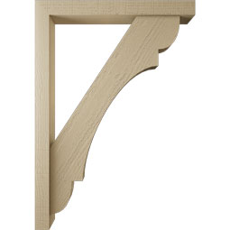 Ekena Millwork - BKTUR0352X28X40OLY05RCPR - Timberthane Faux Wood Olympic Style Bracket w/ Offset Brace, Block Ends, 3 1/2"W x 28"D x 40"H, Primed Tan
