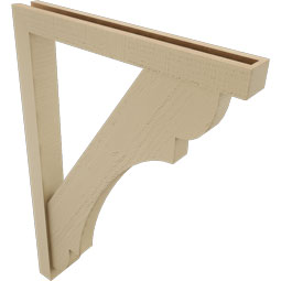 Ekena Millwork - BKTUR0352X28X40OLY05RCPR - Timberthane Faux Wood Olympic Style Bracket w/ Offset Brace, Block Ends, 3 1/2"W x 28"D x 40"H, Primed Tan