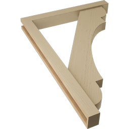 Ekena Millwork - BKTUR0352X28X40OLY05RCPR - Timberthane Faux Wood Olympic Style Bracket w/ Offset Brace, Block Ends, 3 1/2"W x 28"D x 40"H, Primed Tan