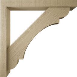 Ekena Millwork - BKTUR0352X30X30OLY05RCPR - Timberthane Faux Wood Olympic Style Bracket w/ Offset Brace, Block Ends, 3 1/2"W x 30"D x 30"H, Primed Tan