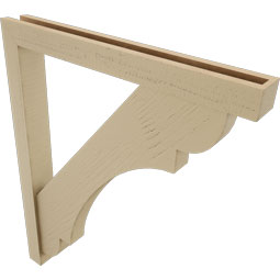 Ekena Millwork - BKTUR0352X30X36OLY05RCPR - Timberthane Faux Wood Olympic Style Bracket w/ Offset Brace, Block Ends, 3 1/2"W x 30"D x 36"H, Primed Tan