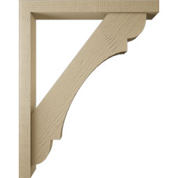 Ekena Millwork - BKTUR0352X30X38OLY05RCPR - Timberthane Faux Wood Olympic Style Bracket w/ Offset Brace, Block Ends, 3 1/2"W x 30"D x 38"H, Primed Tan