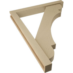Ekena Millwork - BKTUR0352X30X38OLY05RCPR - Timberthane Faux Wood Olympic Style Bracket w/ Offset Brace, Block Ends, 3 1/2"W x 30"D x 38"H, Primed Tan