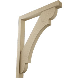 Ekena Millwork - BKTUR0352X30X38OLY05RCPR - Timberthane Faux Wood Olympic Style Bracket w/ Offset Brace, Block Ends, 3 1/2"W x 30"D x 38"H, Primed Tan