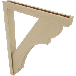 Ekena Millwork - BKTUR0352X30X42OLY05RCPR - Timberthane Faux Wood Olympic Style Bracket w/ Offset Brace, Block Ends, 3 1/2"W x 30"D x 42"H, Primed Tan