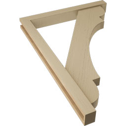 Ekena Millwork - BKTUR0352X30X42OLY05RCPR - Timberthane Faux Wood Olympic Style Bracket w/ Offset Brace, Block Ends, 3 1/2"W x 30"D x 42"H, Primed Tan