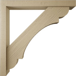 Ekena Millwork - BKTUR0352X32X32OLY05RCPR - Timberthane Faux Wood Olympic Style Bracket w/ Offset Brace, Block Ends, 3 1/2"W x 32"D x 32"H, Primed Tan