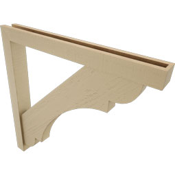 Ekena Millwork - BKTUR0352X32X32OLY05RCPR - Timberthane Faux Wood Olympic Style Bracket w/ Offset Brace, Block Ends, 3 1/2"W x 32"D x 32"H, Primed Tan