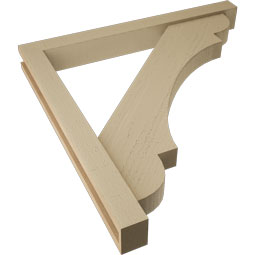 Ekena Millwork - BKTUR0352X32X32OLY05RCPR - Timberthane Faux Wood Olympic Style Bracket w/ Offset Brace, Block Ends, 3 1/2"W x 32"D x 32"H, Primed Tan