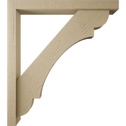 Ekena Millwork - BKTUR0352X32X36OLY05RCPR - Timberthane Faux Wood Olympic Style Bracket w/ Offset Brace, Block Ends, 3 1/2"W x 32"D x 36"H, Primed Tan