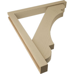 Ekena Millwork - BKTUR0352X32X36OLY05RCPR - Timberthane Faux Wood Olympic Style Bracket w/ Offset Brace, Block Ends, 3 1/2"W x 32"D x 36"H, Primed Tan