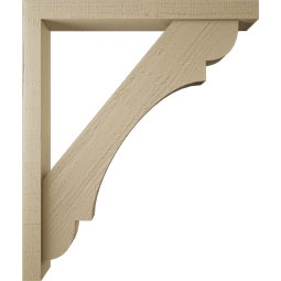 Ekena Millwork - BKTUR0352X32X38OLY05RCPR - Timberthane Faux Wood Olympic Style Bracket w/ Offset Brace, Block Ends, 3 1/2"W x 32"D x 38"H, Primed Tan