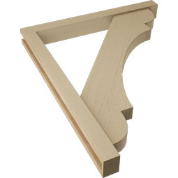 Ekena Millwork - BKTUR0352X32X38OLY05RCPR - Timberthane Faux Wood Olympic Style Bracket w/ Offset Brace, Block Ends, 3 1/2"W x 32"D x 38"H, Primed Tan