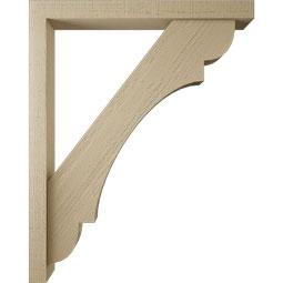 Ekena Millwork - BKTUR0352X32X40OLY05RCPR - Timberthane Faux Wood Olympic Style Bracket w/ Offset Brace, Block Ends, 3 1/2"W x 32"D x 40"H, Primed Tan