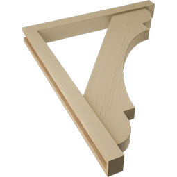 Ekena Millwork - BKTUR0352X32X40OLY05RCPR - Timberthane Faux Wood Olympic Style Bracket w/ Offset Brace, Block Ends, 3 1/2"W x 32"D x 40"H, Primed Tan