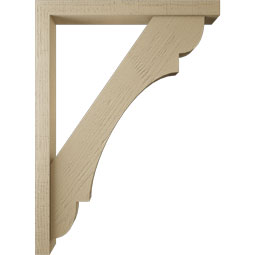 Ekena Millwork - BKTUR0352X32X44OLY05RCPR - Timberthane Faux Wood Olympic Style Bracket w/ Offset Brace, Block Ends, 3 1/2"W x 32"D x 44"H, Primed Tan