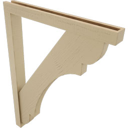 Ekena Millwork - BKTUR0352X32X44OLY05RCPR - Timberthane Faux Wood Olympic Style Bracket w/ Offset Brace, Block Ends, 3 1/2"W x 32"D x 44"H, Primed Tan
