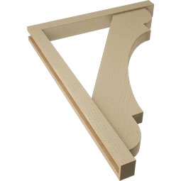 Ekena Millwork - BKTUR0352X32X44OLY05RCPR - Timberthane Faux Wood Olympic Style Bracket w/ Offset Brace, Block Ends, 3 1/2"W x 32"D x 44"H, Primed Tan