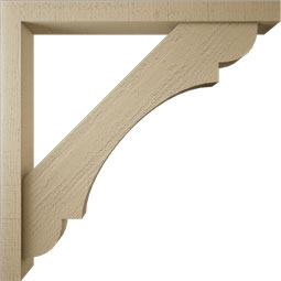 Ekena Millwork - BKTUR0352X34X34OLY05RCPR - Timberthane Faux Wood Olympic Style Bracket w/ Offset Brace, Block Ends, 3 1/2"W x 34"D x 34"H, Primed Tan