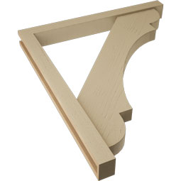 Ekena Millwork - BKTUR0352X34X38OLY05RCPR - Timberthane Faux Wood Olympic Style Bracket w/ Offset Brace, Block Ends, 3 1/2"W x 34"D x 38"H, Primed Tan