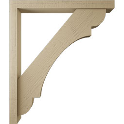 Ekena Millwork - BKTUR0352X34X40OLY05RCPR - Timberthane Faux Wood Olympic Style Bracket w/ Offset Brace, Block Ends, 3 1/2"W x 34"D x 40"H, Primed Tan