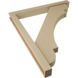 Ekena Millwork - BKTUR0352X34X40OLY05RCPR - Timberthane Faux Wood Olympic Style Bracket w/ Offset Brace, Block Ends, 3 1/2"W x 34"D x 40"H, Primed Tan