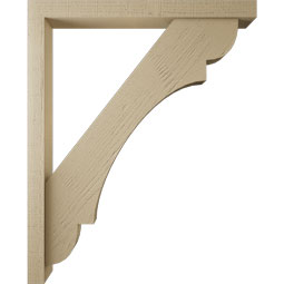 Ekena Millwork - BKTUR0352X34X42OLY05RCPR - Timberthane Faux Wood Olympic Style Bracket w/ Offset Brace, Block Ends, 3 1/2"W x 34"D x 42"H, Primed Tan